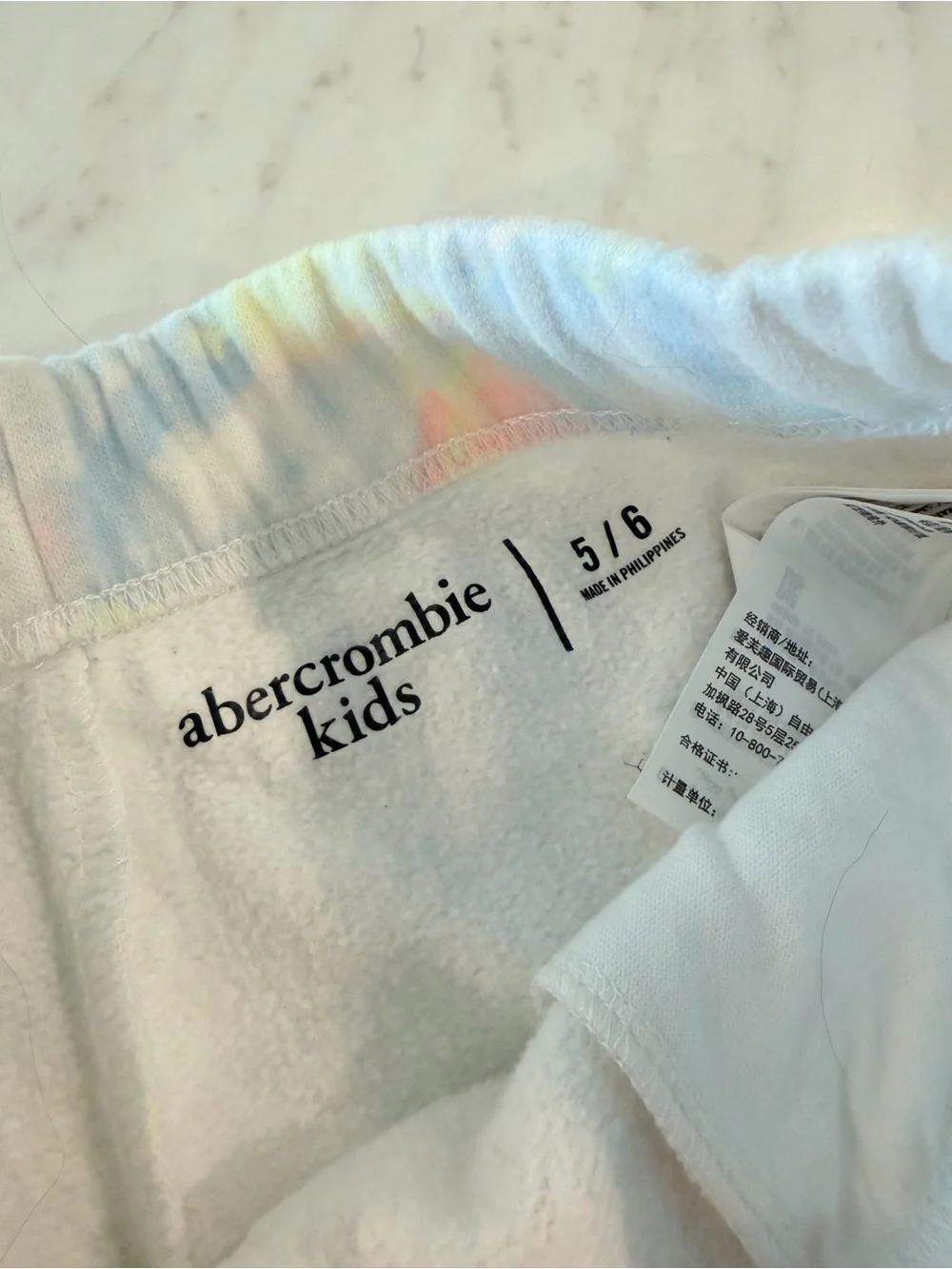 abercrombie kids Pastel Tie-Dye Terry Shorts - White with Blue, Yellow & Pink